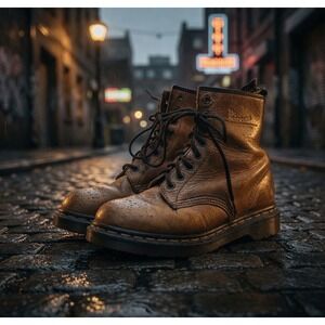 Dr. Martens 1460 Brown Leather 8 Eye Lace Up Combat Boots Mens 6‎ Womens 7